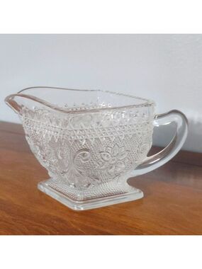 Vintage Indiana Pressed Clear Glass Tiara Pattern Diamond Shape Creamer